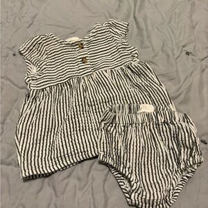 First Impressions Black and White Striped Baby Outfit